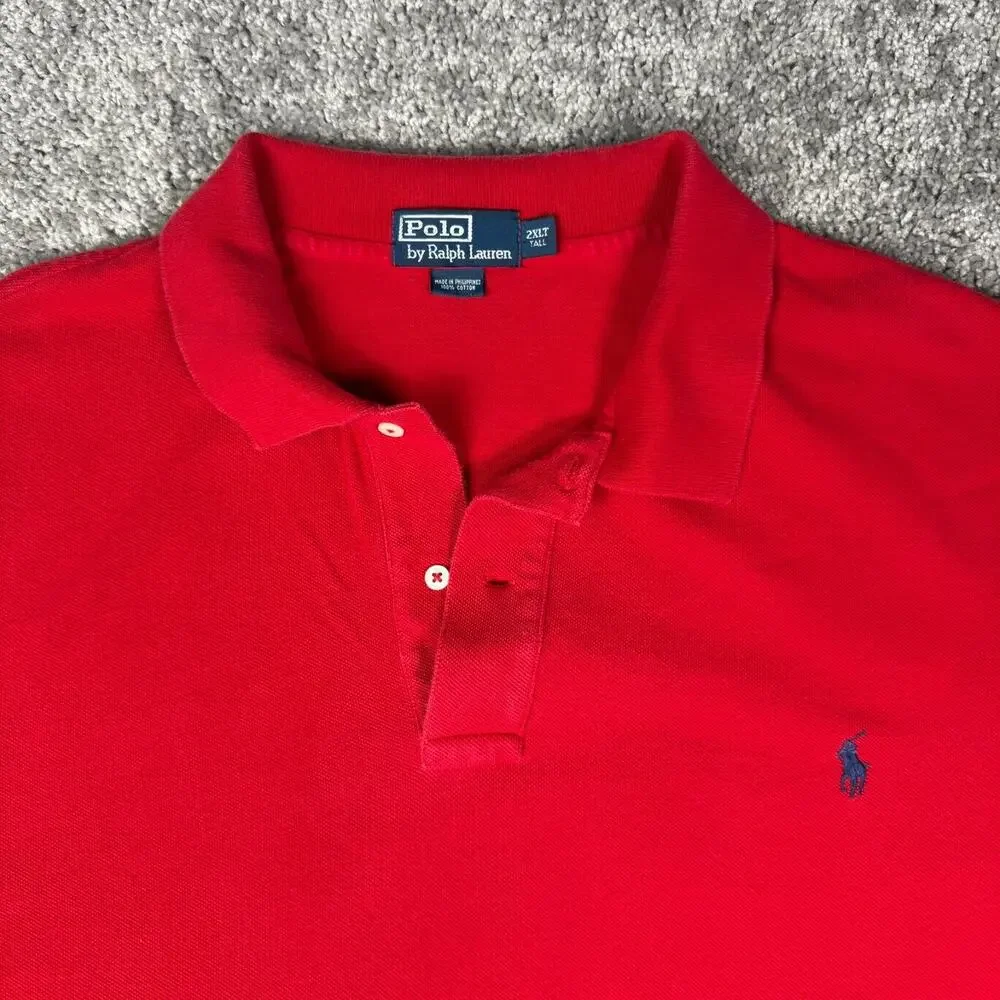 Polo Ralph Lauren Polo Shirt Mens 2XLT Tall Red Small Pony Short Sleeves Cotton